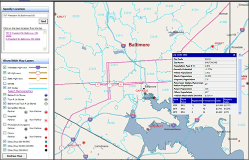 All of the data needed, placed on the map.